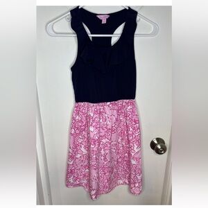 Lilly Pulitzer Girls Dress Size 14 Navy Blue/Pink New